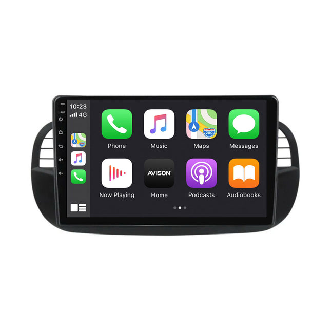 Navigazione per Fiat 500 | Tocco completo | Carplay | Android | Tampone | Bluetooth | Nero | XR4