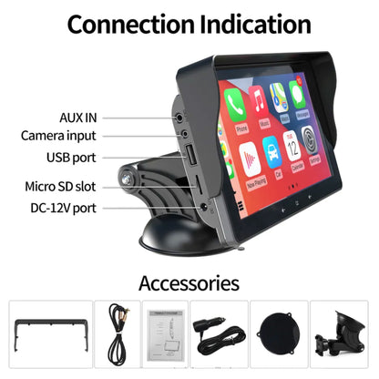 Sistema di navigazione portatile con CarPlay e Android Auto | 7 pollici | Bluetooth | Trasmettitore FM | AUX