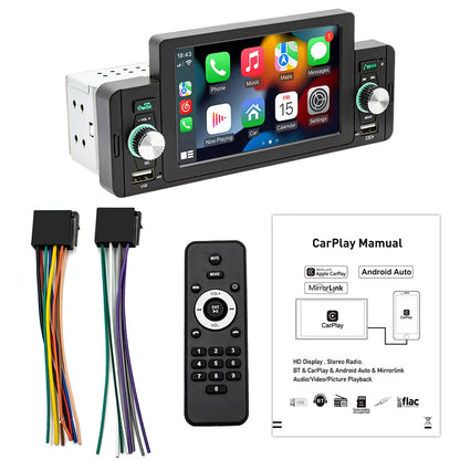 Stereo per auto 1 DIN 5" con CarPlay e Android Auto